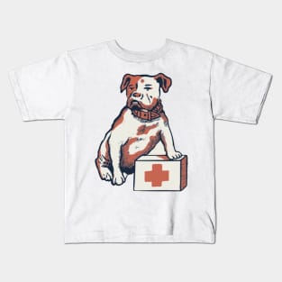 Bulldog on block with medical cross Kids T-Shirt